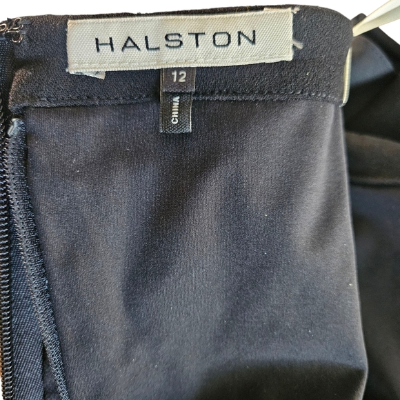 Women's Halston Sofi Gown Columm Crape Strapless Black Dress Gold Sequins 12 - Picture 15 of 15